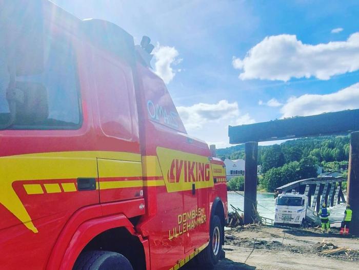 Tretten bru kollapset 15. august. Foto: Gudbrandsdal Bilberging